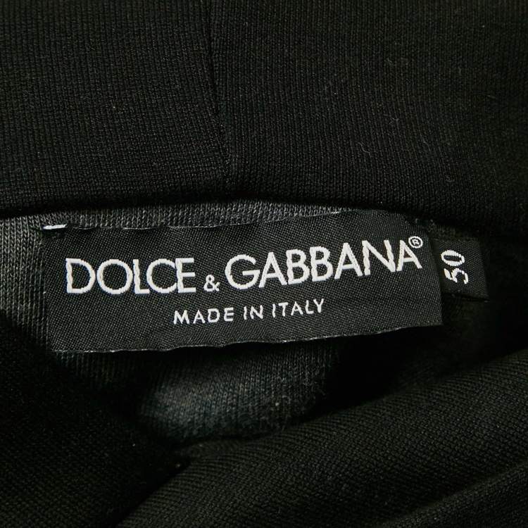 Pre Owned Dolce & Gabbana Black 3D Logo Cotton Knit Hoodie L