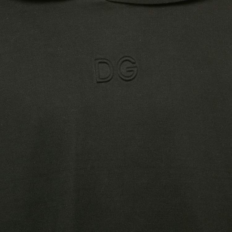 Pre Owned Dolce & Gabbana Black 3D Logo Cotton Knit Hoodie L