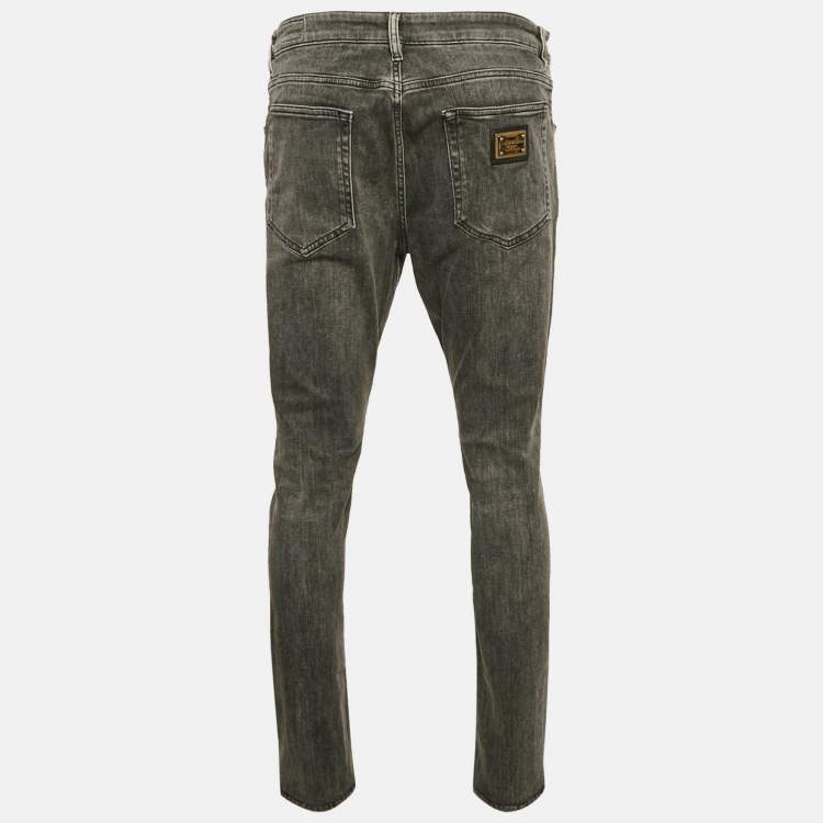 Pre Owned Dolce & Gabbana Grey Denim Regular Fit Jean XL Waist 36"