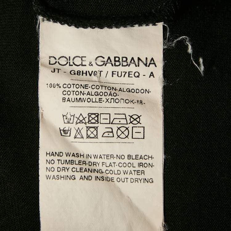 Pre Owned Dolce & Gabbana Black Logo Plaque Jersey Crewneck T-Shirt L