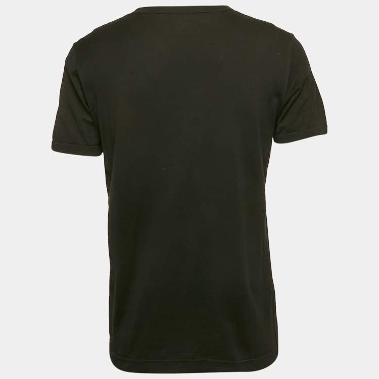 Pre Owned Dolce & Gabbana Black Logo Plaque Jersey Crewneck T-Shirt L