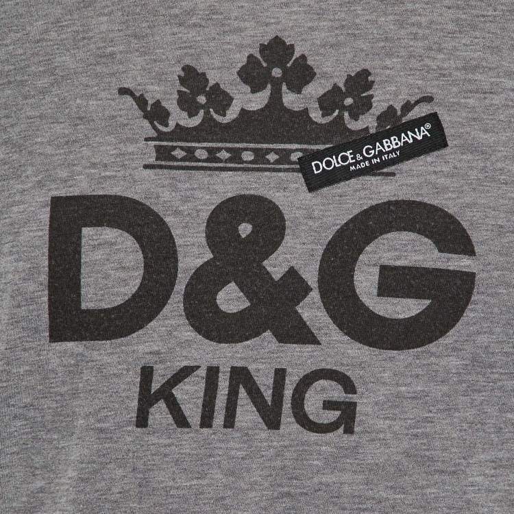 Pre Owned Dolce & Gabbana Grey D&G King Print Cotton Crew Neck T-Shirt XXL