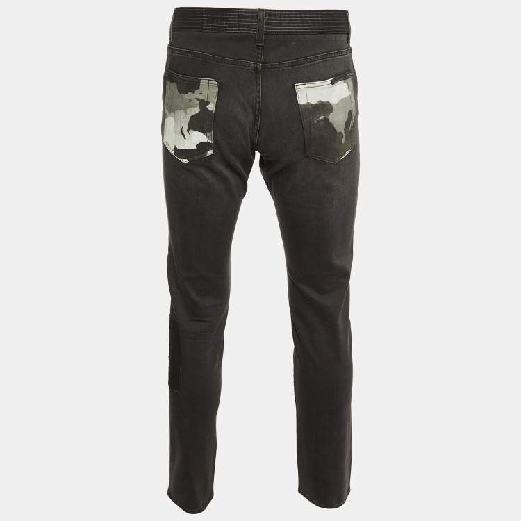 Pre Owned Dolce & Gabbana Dark Grey Denim Slim Jeans L Waist 34" 