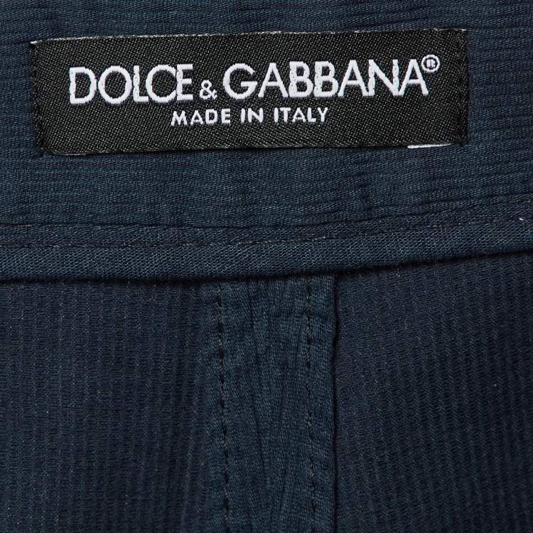 Pre Owned Dolce & Gabbana Blue Striped Pattern Cotton Pants L
