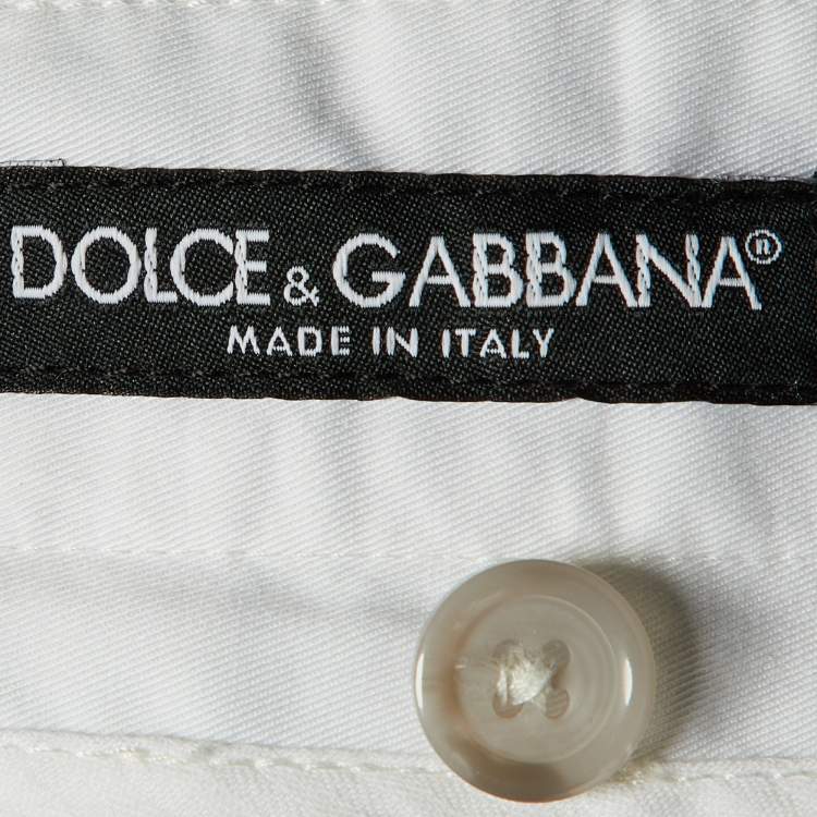Pre Owned Dolce & Gabbana White Cotton Bermuda Shorts L