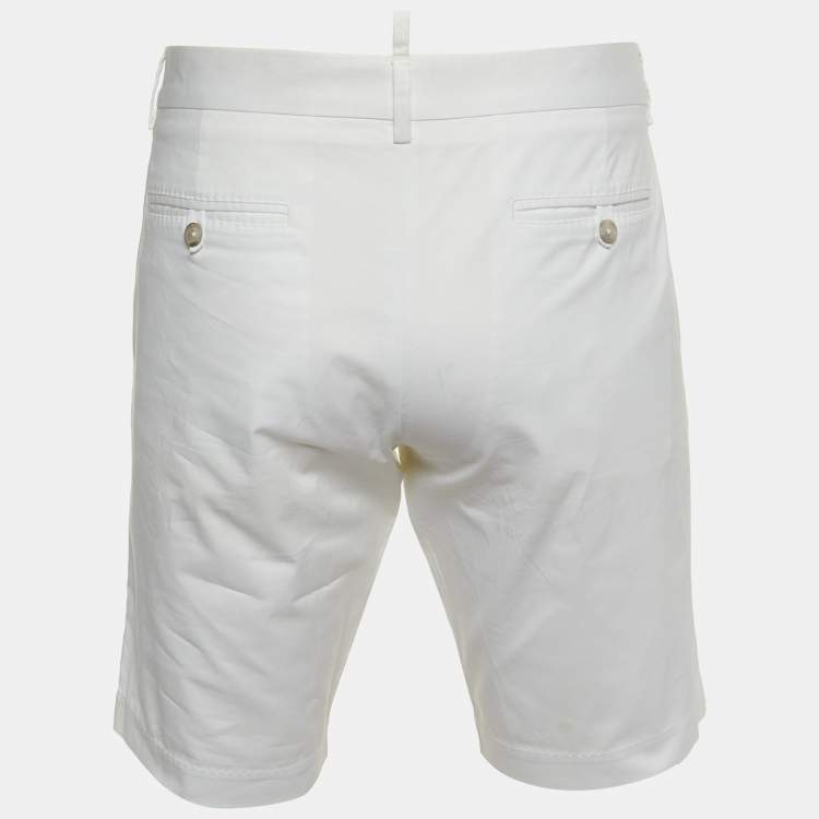 Pre Owned Dolce & Gabbana White Cotton Bermuda Shorts L