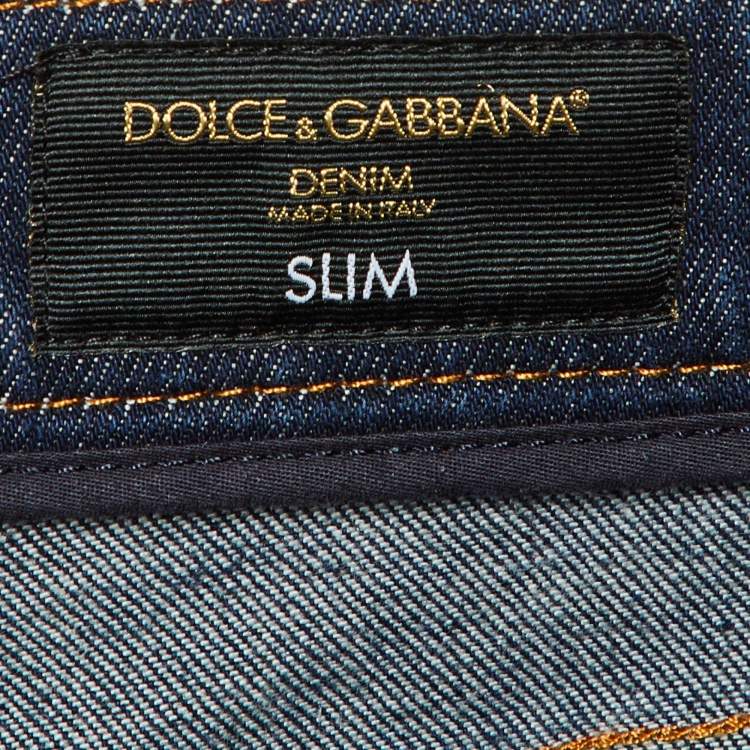 Pre Owned Dolce & Gabbana Navy Blue Denim Tapered Leg Jeans L Waist 37" 