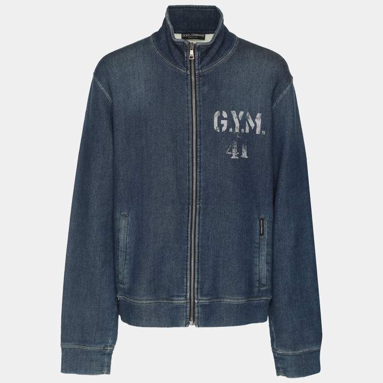 Pre Owned Dolce & Gabbana Blue Stretch Cotton Blend Bomber Jacket L