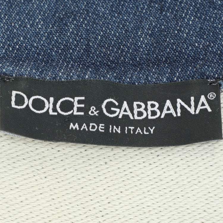 Pre Owned Dolce & Gabbana Blue Stretch Cotton Blend Bomber Jacket L