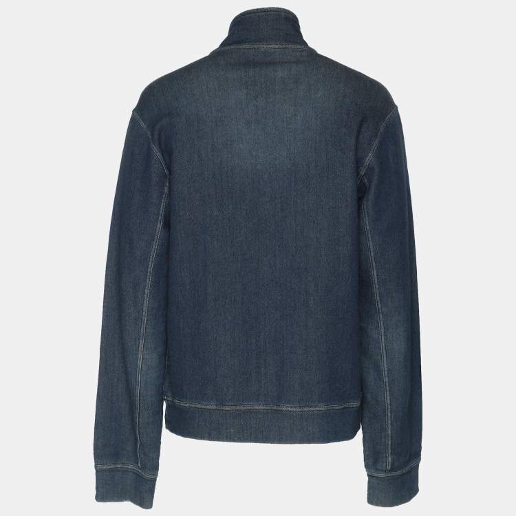 Pre Owned Dolce & Gabbana Blue Stretch Cotton Blend Bomber Jacket L
