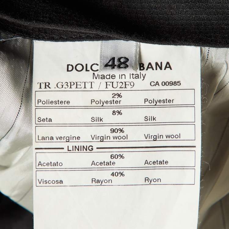 Pre Owned Dolce & Gabbana Black Wool & Silk Tailored Pants M