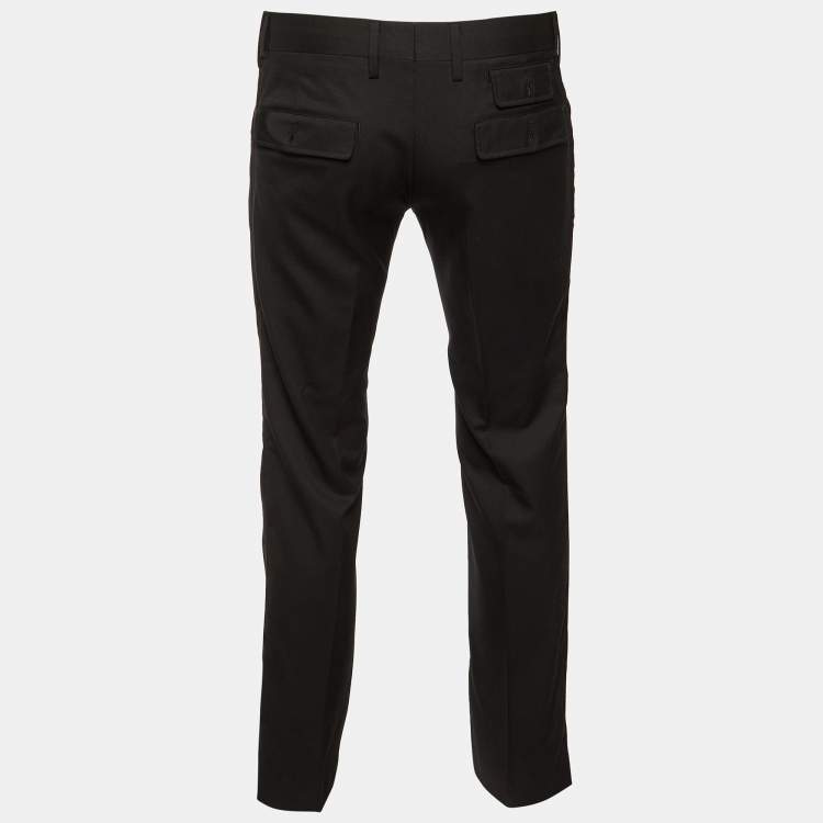 Pre Owned Dolce & Gabbana Black Wool & Silk Tailored Pants M