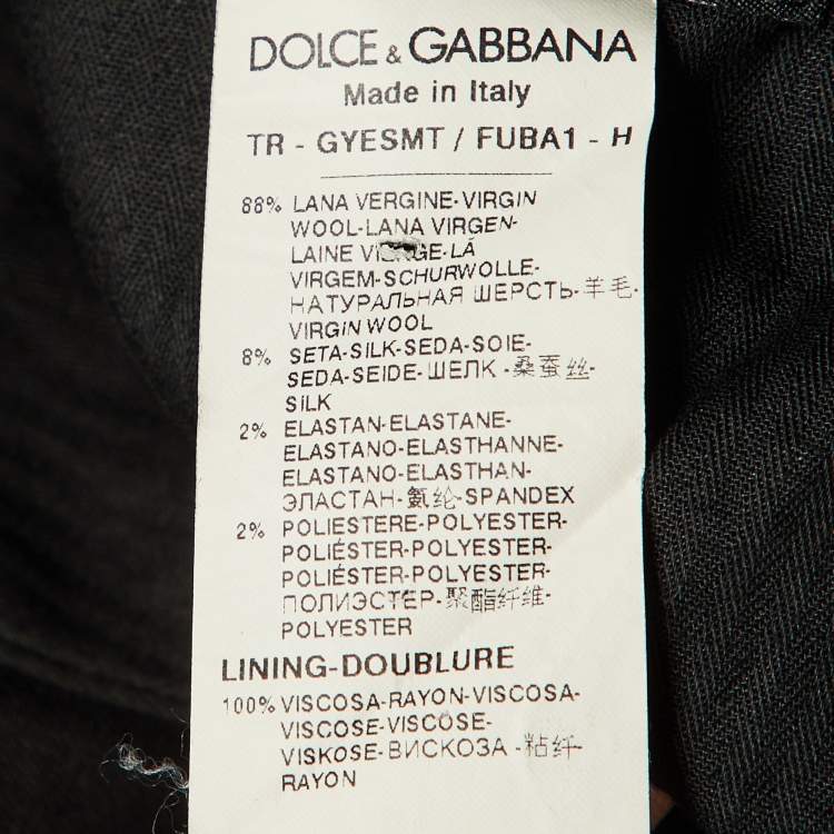 Pre Owned Dolce & Gabbana Black Wool & Silk Satin Detail Pants M