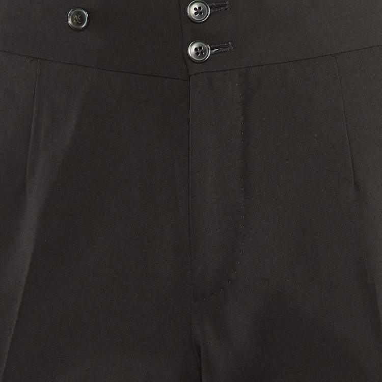 Pre Owned Dolce & Gabbana Black Wool & Silk Satin Detail Pants M