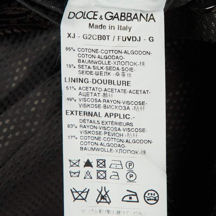 Pre Owned Dolce & Gabbana Black Velour & Brocade Blazer M