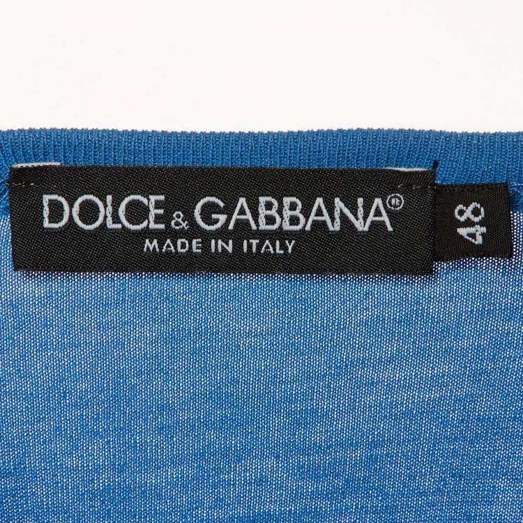 Pre Owned Dolce & Gabbana Blue Cotton Knit Round Neck T-Shirt M