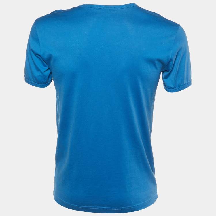 Pre Owned Dolce & Gabbana Blue Cotton Knit Round Neck T-Shirt M