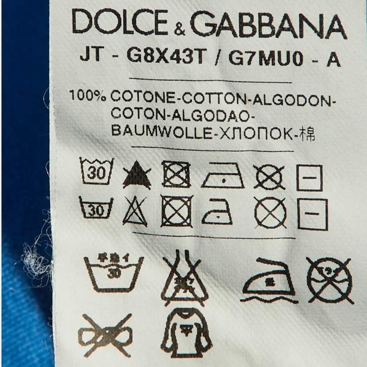 Pre Owned Dolce & Gabbana Blue Cotton Knit Round Neck T-Shirt M