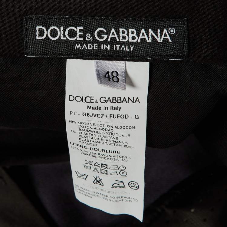 Pre Owned Dolce & Gabbana Dark Grey Logo Detail Pants M