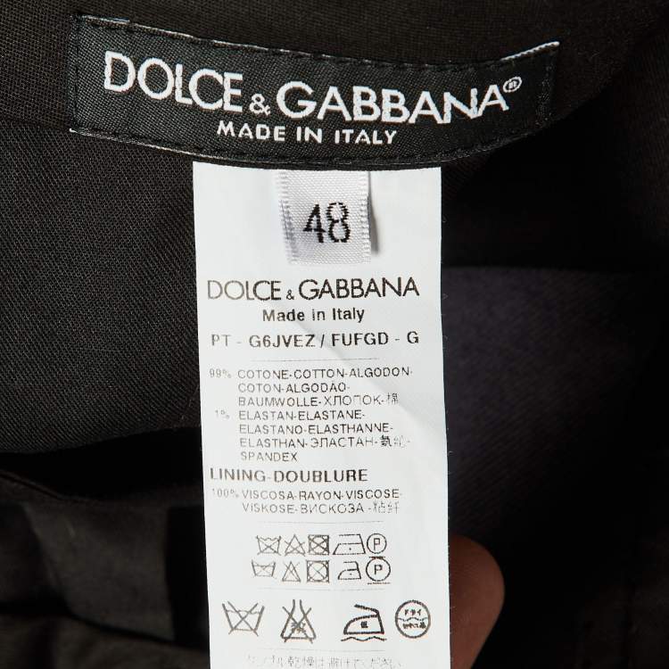 Pre Owned Dolce & Gabbana Dark Grey Logo Detail Pants M