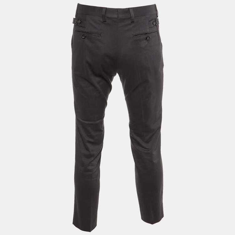 Pre Owned Dolce & Gabbana Dark Grey Logo Detail Pants M