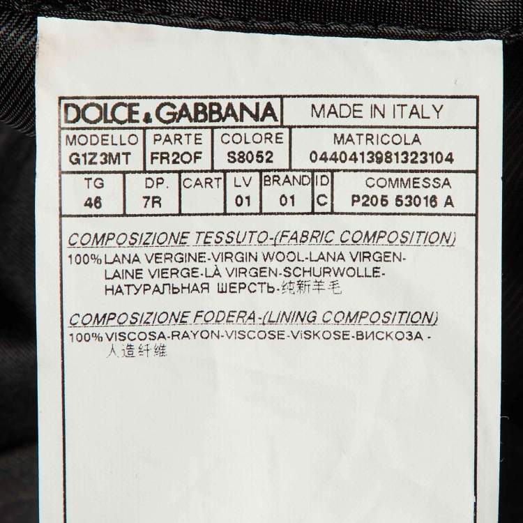 Pre Owned Dolce & Gabbana Charcoal Grey Pin Striped Wool Tailored Pants S