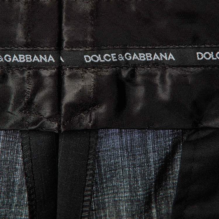 Pre Owned Dolce & Gabbana Charcoal Grey Pin Striped Wool Tailored Pants S