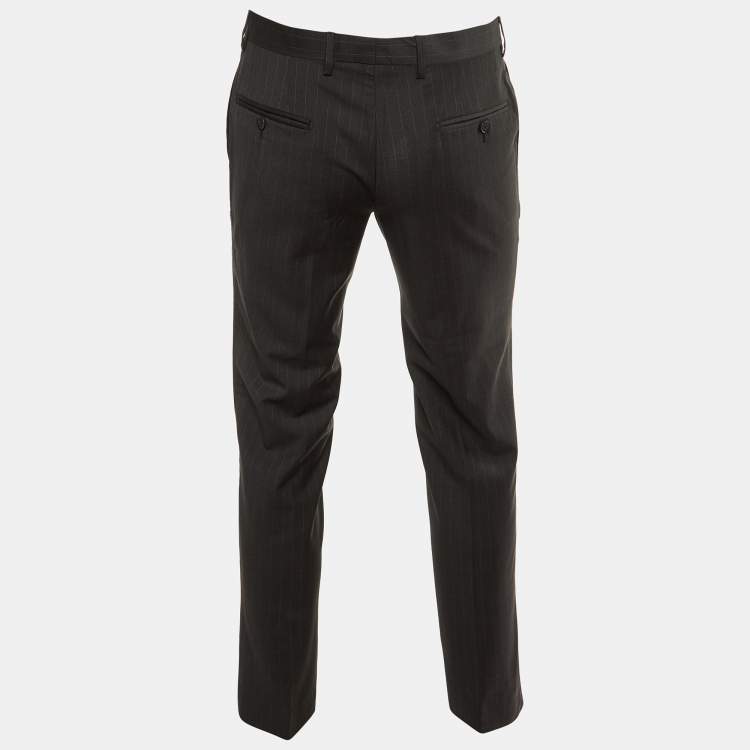 Pre Owned Dolce & Gabbana Charcoal Grey Pin Striped Wool Tailored Pants S