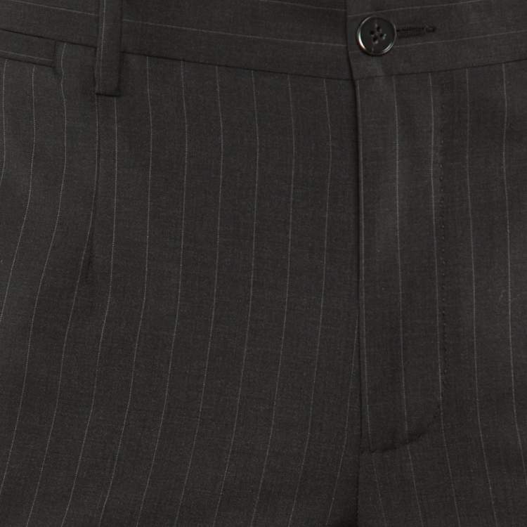 Pre Owned Dolce & Gabbana Charcoal Grey Pin Striped Wool Tailored Pants S