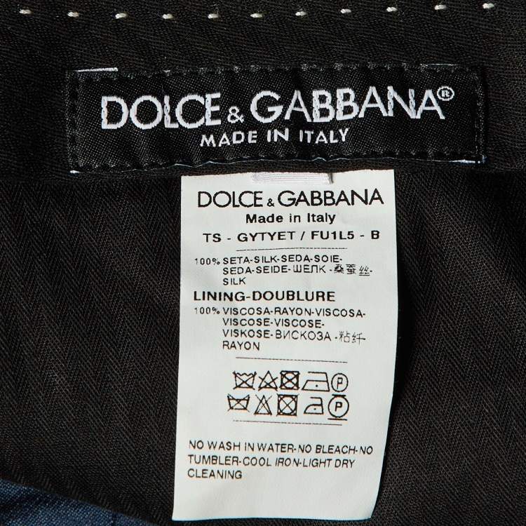 Pre Owned Dolce & Gabbana Dark Blue Silk Tailored Pants M