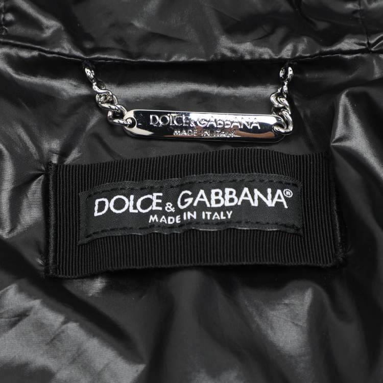 Pre Owned Dolce & Gabbana Black Leopard Print Nylon Zip-UP Hoodie XS