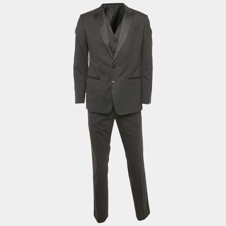 Pre Owned Dolce & Gabbana Black Wool Blend Tailored Martini 3pc Pants Suit M