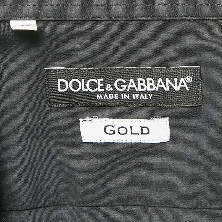 Pre Owned Dolce & Gabbana Midnight Blue Cotton Gold Fit Shirt M