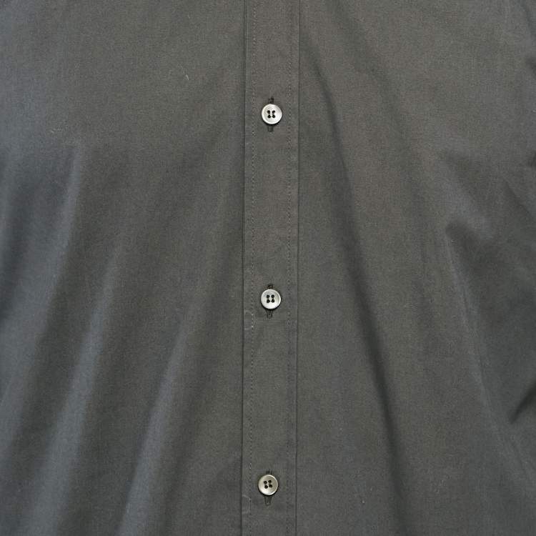 Pre Owned Dolce & Gabbana Midnight Blue Cotton Gold Fit Shirt M
