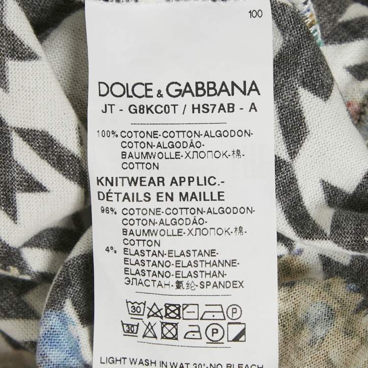 Pre Owned Dolce & Gabbana Black Crown Print Cotton T-Shirt L