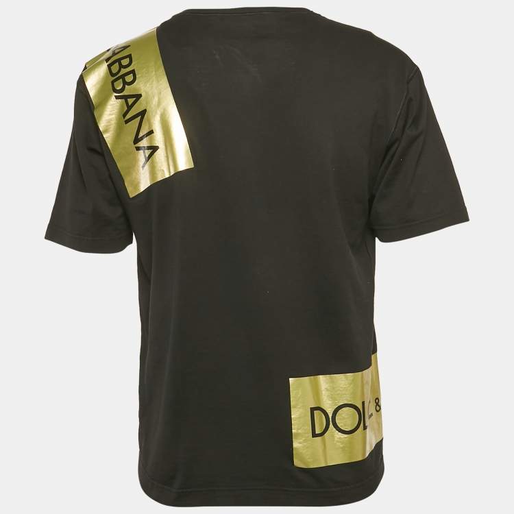 Pre Owned Dolce & Gabbana Black Logo Print Cotton T-Shirt S