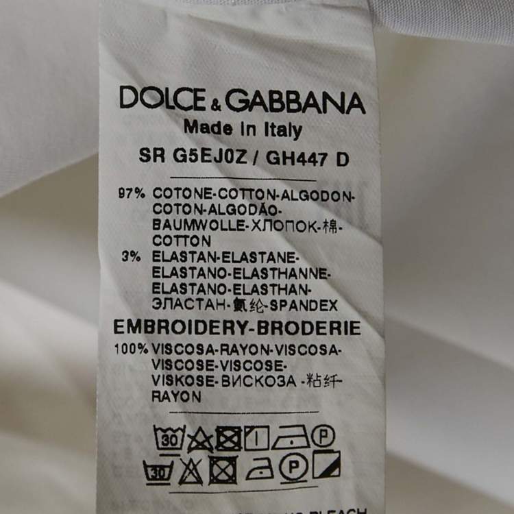 Pre Owned Dolce & Gabbana Gold White Cotton Long Sleeve Button Front Shirt L