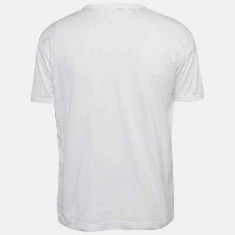 Pre Owned Dolce & Gabbana White Crown & Bee Embroidered Cotton T-Shirt L
