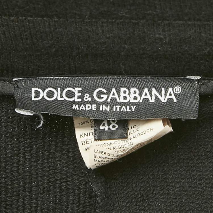 Pre Owned Dolce & Gabbana Black Cotton Knit Logo Detail Joggers M