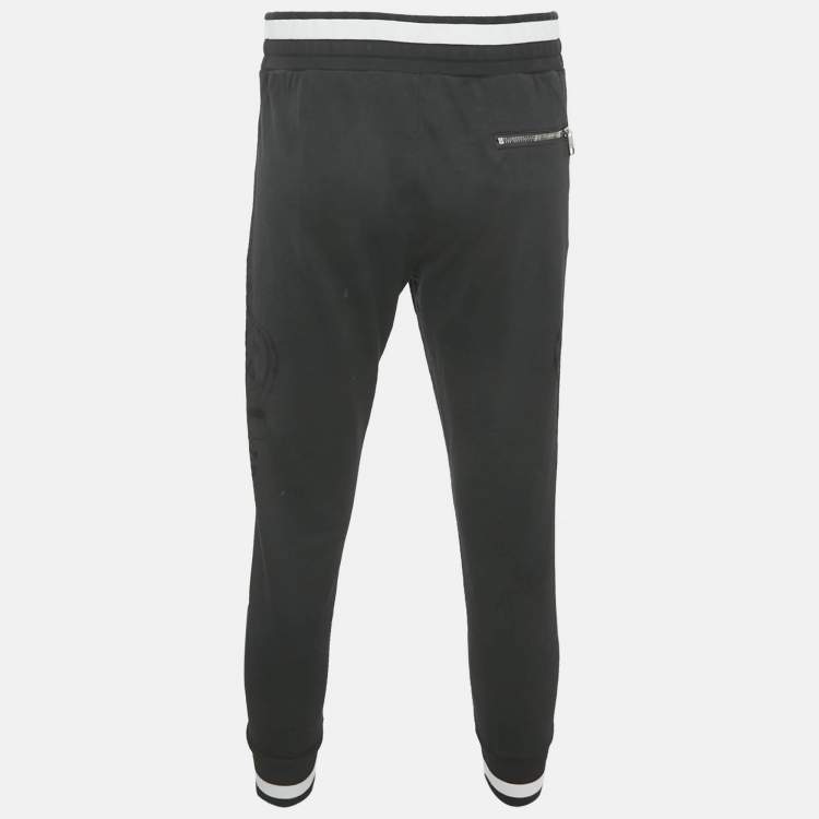 Pre Owned Dolce & Gabbana Black Cotton Knit Logo Detail Joggers M