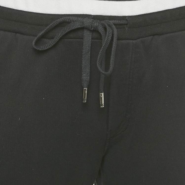 Pre Owned Dolce & Gabbana Black Cotton Knit Logo Detail Joggers M