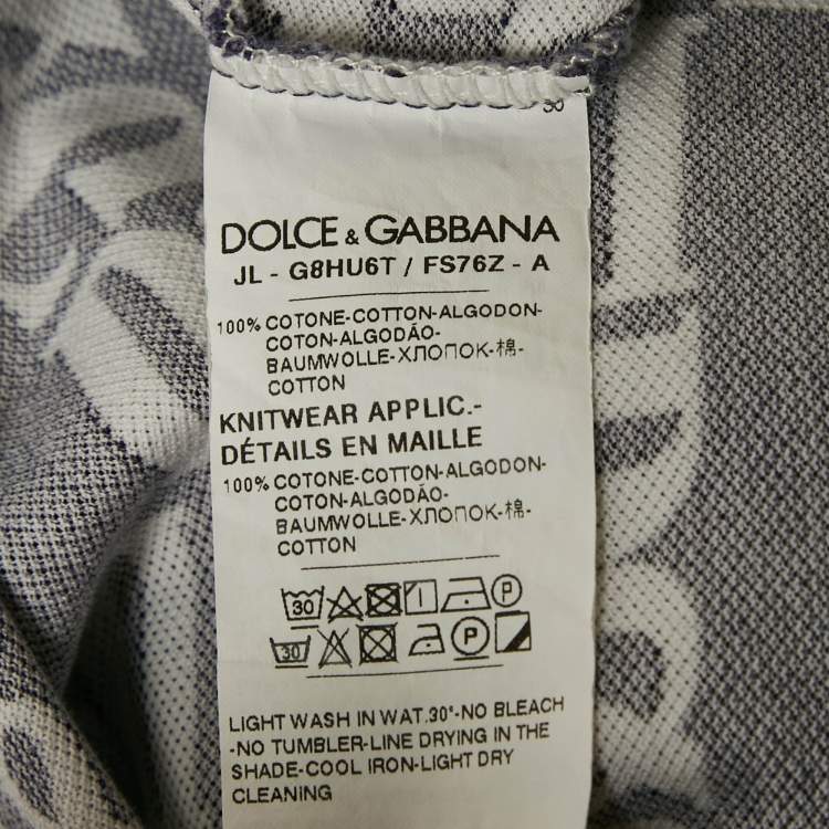 Pre Owned Dolce & Gabbana Navy Blue D&G Print Cotton Polo T-Shirt L