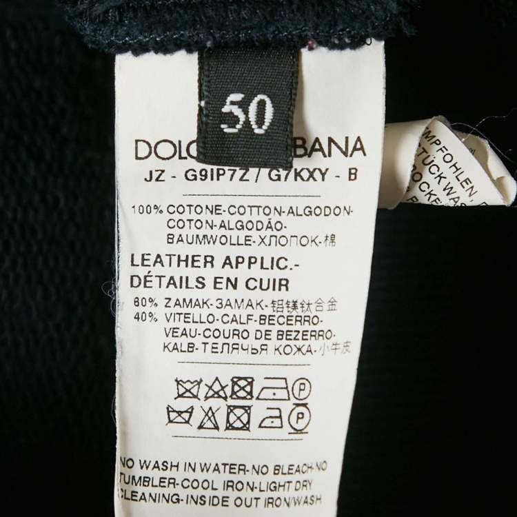 Pre Owned Dolce & Gabbana Navy Blue Cotton Knit hooded Sweatshirt & Joggers Set L