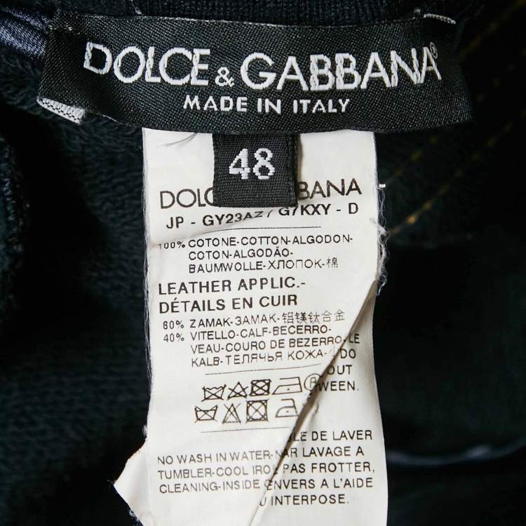 Pre Owned Dolce & Gabbana Navy Blue Cotton Knit hooded Sweatshirt & Joggers Set L