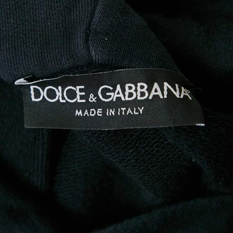 Pre Owned Dolce & Gabbana Navy Blue Cotton Knit hooded Sweatshirt & Joggers Set L