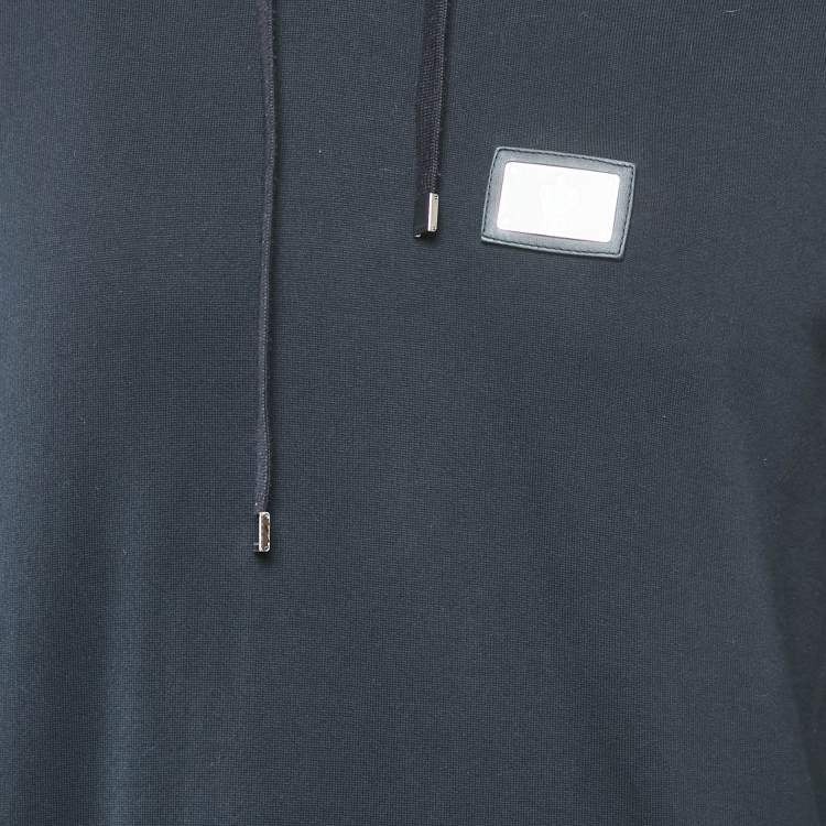 Pre Owned Dolce & Gabbana Navy Blue Cotton Knit hooded Sweatshirt & Joggers Set L