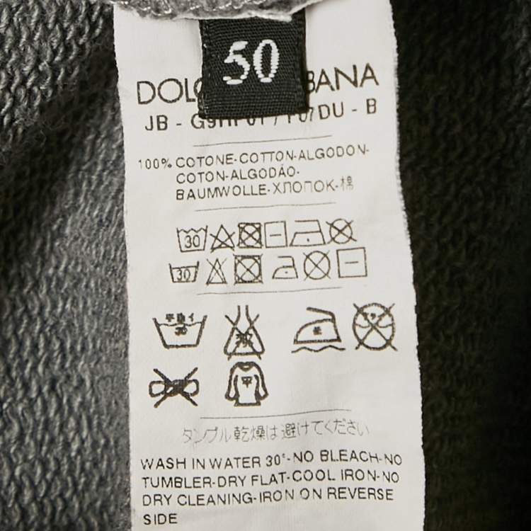 Pre Owned Dolce & Gabbana Grey Cotton Knit Hooded SweatJacket & Joggers L