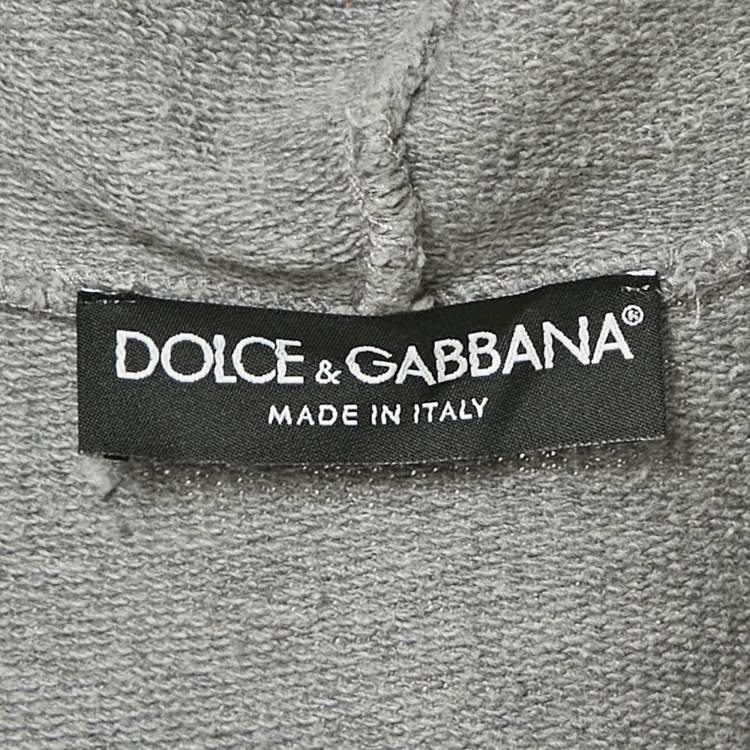 Pre Owned Dolce & Gabbana Grey Cotton Knit Hooded SweatJacket & Joggers L
