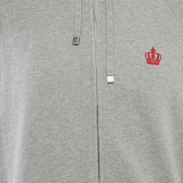 Pre Owned Dolce & Gabbana Grey Cotton Knit Hooded SweatJacket & Joggers L