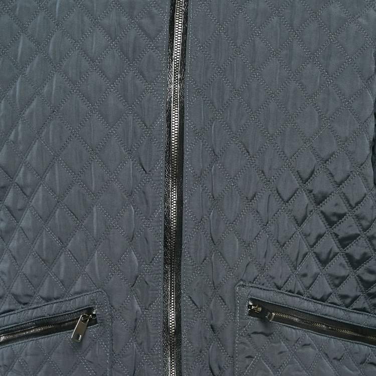 Pre Owned Dolce & Gabbana Blue/Black Nylon and Cotton Jacket XL